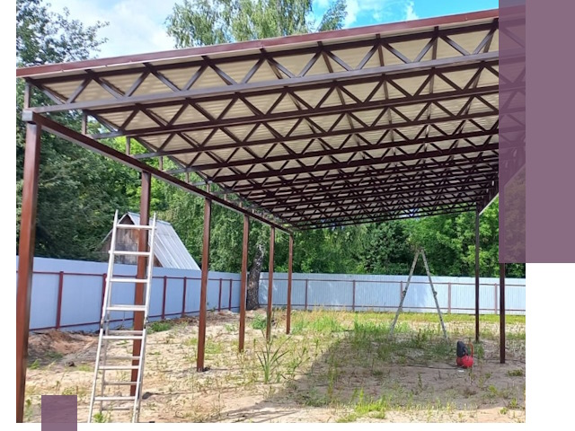 Односкатные навесы под ключ в Чайковском — изготовление и монтаж