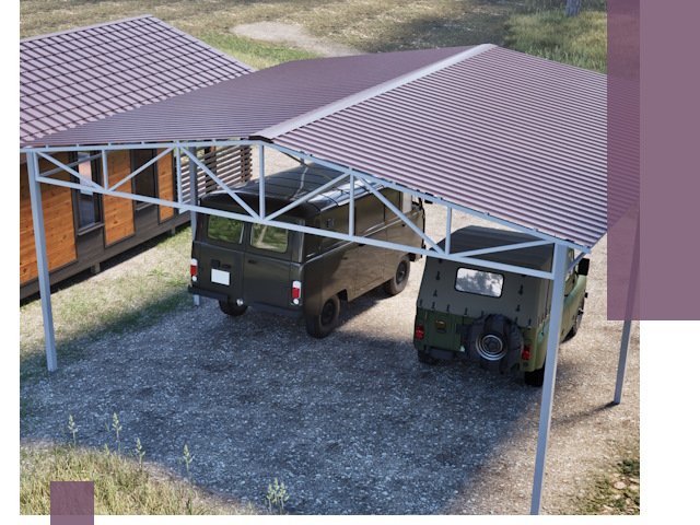 Двускатные навесы под ключ в Чайковском — изготовление и монтаж